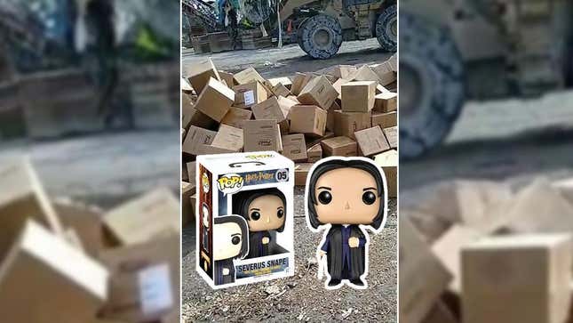 Harry Potter Funkos appear at the local dump. 