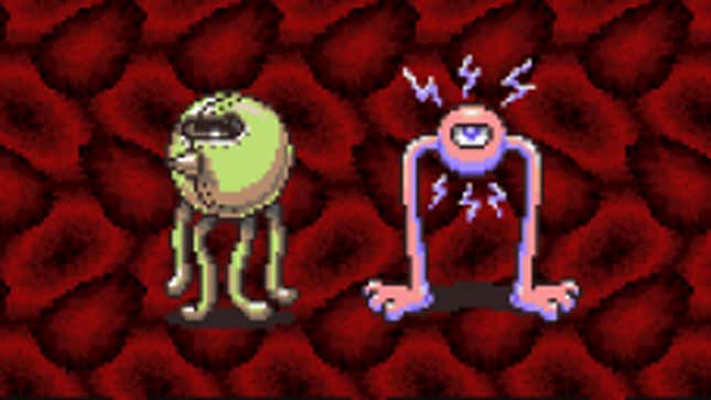 A screenshot shows dangerous robots from Earthbound. 