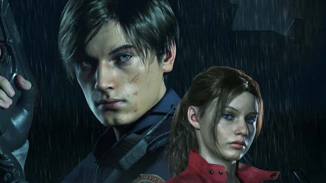 An image shows Leon and Claire from RE2 remake. 